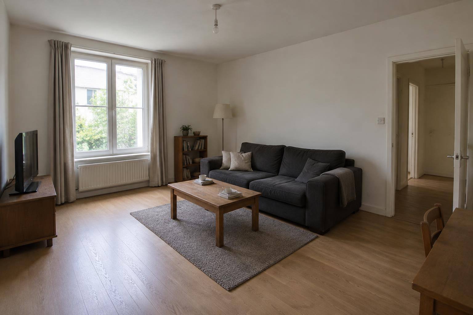 Wohnzimmer mit Japandi-Ruhe – vorher