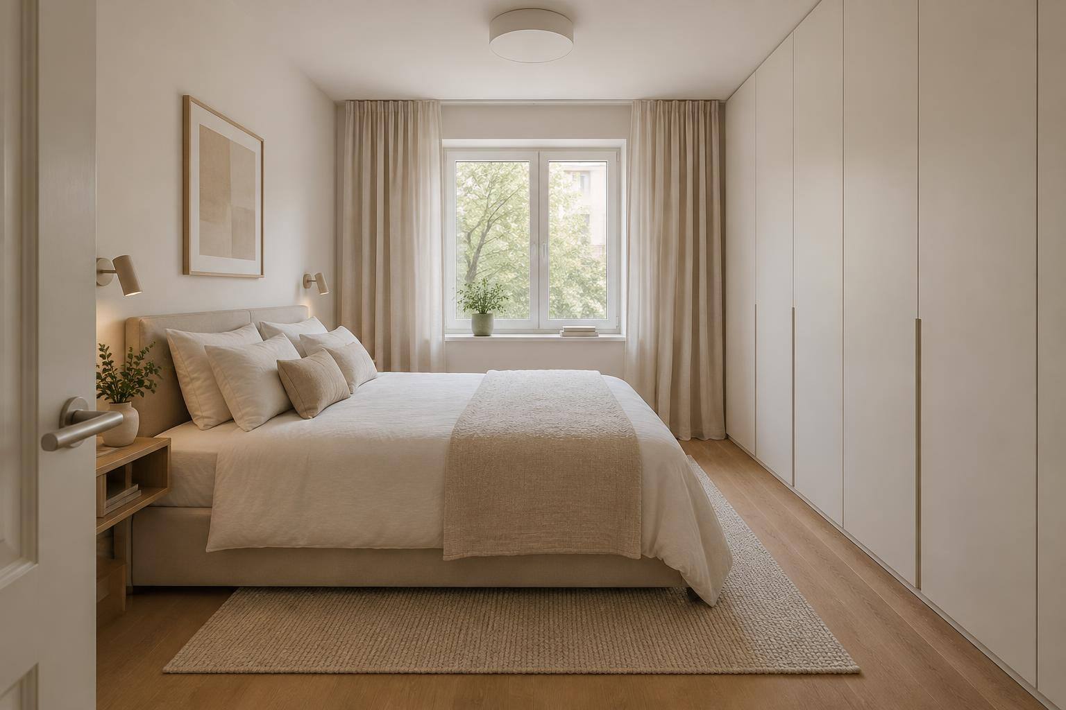 Kleines Schlafzimmer mit Weite – nachher
