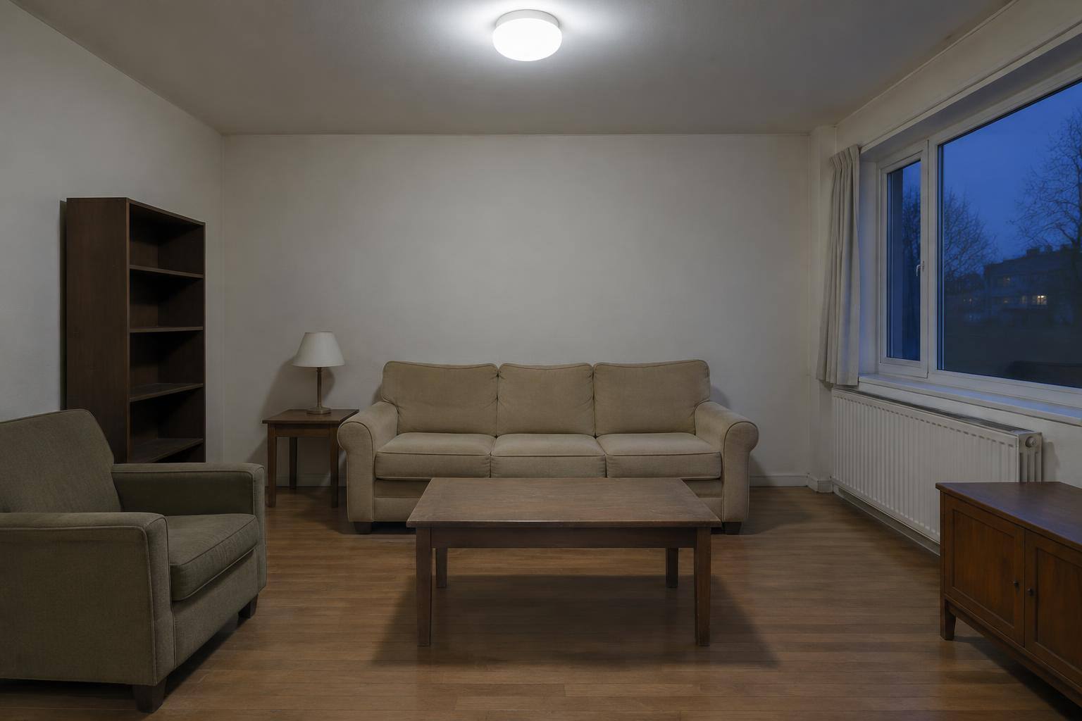 Wohnzimmer mit präzisem Licht – vorher