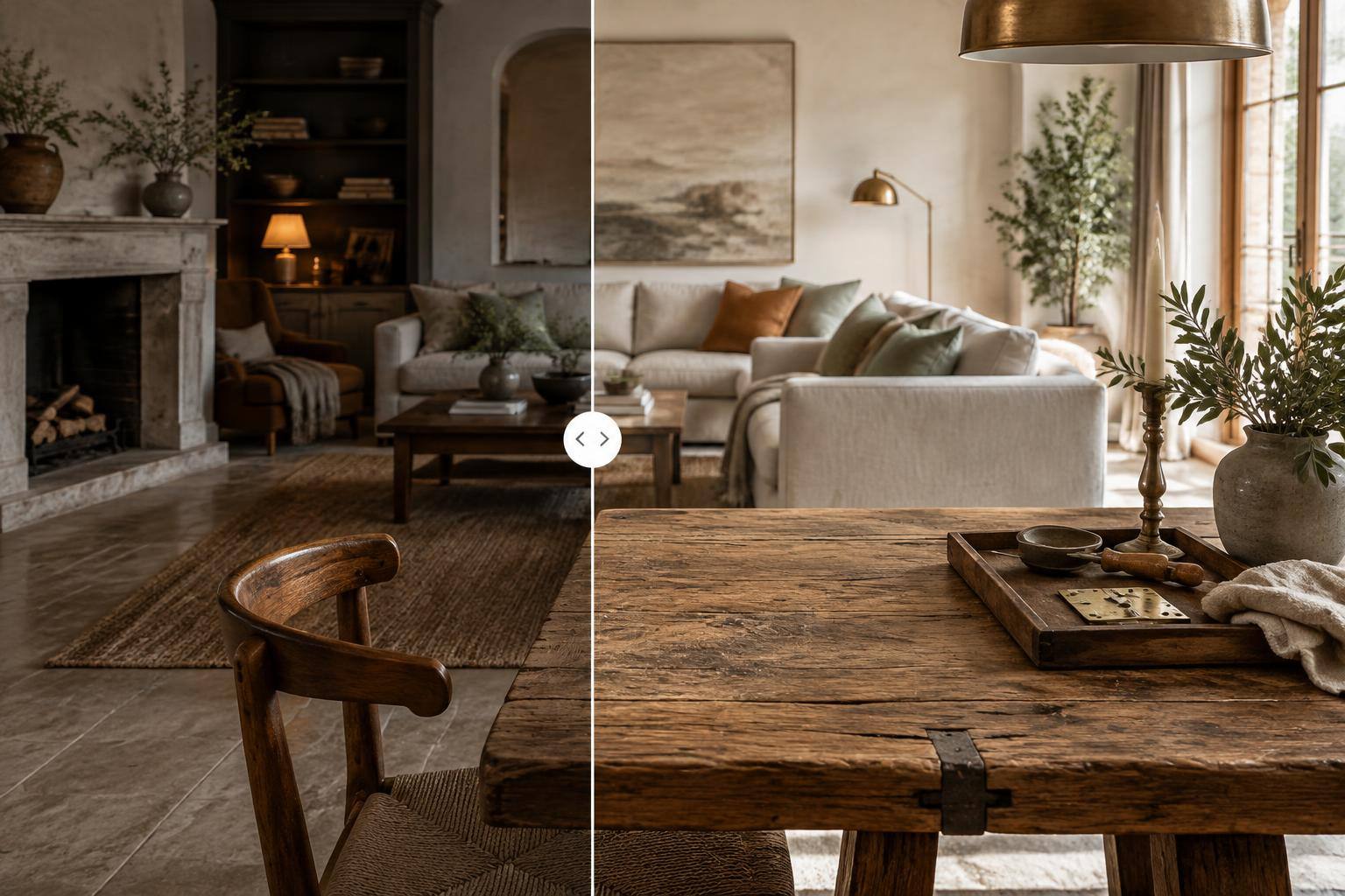 Langlebige Holzmöbel mit sichtbarer Maserung, reparierbaren Verbindungen und Sofa mit abnehmbaren Bezügen
